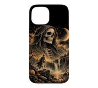 Squelette Halloween Lune Forêt Cimetière Nuit Coque pour iPhone 15