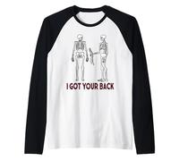 Squelette Humoristique pour Halloween avec Inscription « I Got Your Back » Manche Raglan