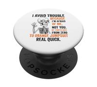 Squelette I Avoid Trouble Because I'm Afraid of Me Funny PopSockets PopGrip Adhésif