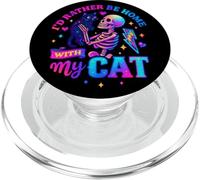 Squelette I'd Rather Be Home with My Cat PopSockets PopGrip pour MagSafe