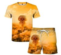 Squelette Impression 3D T-Shirt et Short Homme Ensemble Survêtement d’été Ensemble Deux pièces Hip Hop Streetwear