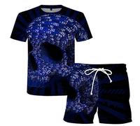 Squelette Impression 3D T-Shirt et Short Homme Ensemble Survêtement d’été Ensemble Deux pièces Hip Hop Streetwear