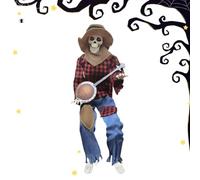 Squelette Jouant Du Banjo Accessoires Animés Effrayants avec Musique