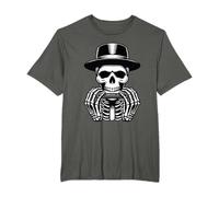 Squelette jouant d'un harmonica de harpe de blues, portant un chapeau melon T-Shirt