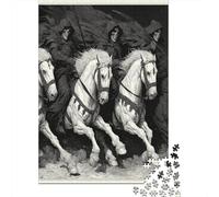 Squelette Knight on Black Background Cadeau Unique Décoration Intérieure Jeu ÉduChatif Challenge Toy Adultes & Enfants des 14 Ans 38x26cm/1000pcs