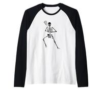 Squelette Lacrosse Amusant Halloween Party Sport Player Coach Manche Raglan