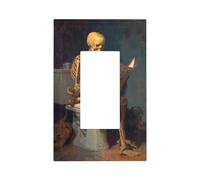 Squelette lisant un journal toilettes Dark Academia Plaque murale Plaque frontale simple à bascule 1 gang Décorateur de prise de courant pour la maison, la cuisine, la salle de bain