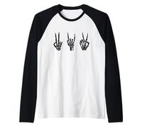 Squelette Main Signe Silhouette Halloween Party Design Manche Raglan