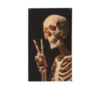 Squelette Making The Peace Sign Yard House Drapeaux, 9,5 x 1,5 m Saison Bannière de vœux avec œillets Décoration d'intérieur ou d'extérieur