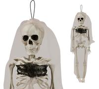 Squelette Mariée Halloween Décoration Fantôme Figure d'épouvante Suspendue avec Voile, Couleur : Blanc