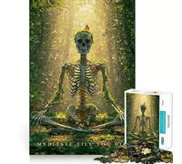 Squelette méditant dans la forêt, Puzzle de 1000 pièces pour Adultes, pour stimuler Le Cerveau, se détendre et créer Une œuvre d'art mémorable 38x52cm