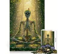 Squelette méditant dans la forêt, Puzzle de 1000 pièces pour Adultes, pour stimuler Le Cerveau, se détendre et créer Une œuvre d'art mémorable 38x52cm