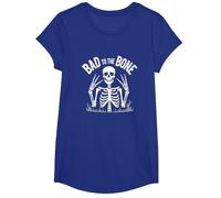 Squelette Men Bad to The Bone Rock Skull Graphic T-Shirt, Fille, Bleu Royal, S