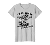 Squelette Messy Bun I'm Not Demure I Have ADHD Very Forgetful T-Shirt, Femme, Argent, XXL