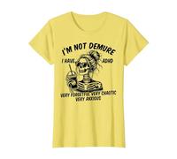 Squelette Messy Bun I'm Not Demure I Have ADHD Very Forgetful T-Shirt, Femme, Citron, M