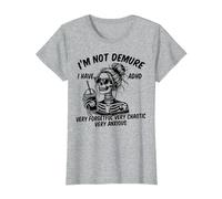 Squelette Messy Bun I'm Not Demure I Have ADHD Very Forgetful T-Shirt, Femme, Gris Chiné, L