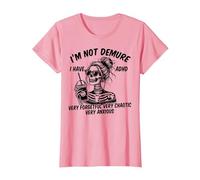 Squelette Messy Bun I'm Not Demure I Have ADHD Very Forgetful T-Shirt, Femme, Rose, XL