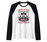 Squelette mexicain vintage Dia de los Muertos Manche Raglan