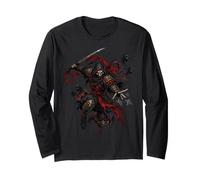 Squelette Ninja Guerrier Samouraï Épée Halloween Crâne Manche Longue