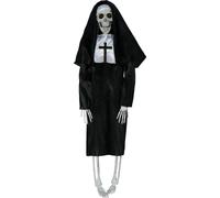 Squelette Nonne Décoration Halloween Figure d'horreur effrayante Figure effrayante Décoration de fête Halloween Nonne effrayante avec croix Style gothique pour Halloween, couleur : noir / blanc