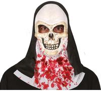 Squelette Nonne Halloween Masque d'horreur sanglant Costume d'épouvante Visage d'épouvante Fête d'épouvante Ténèbres Effroi Créature effrayante Nuit, Couleur : Multicolore