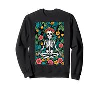 Squelette paisible méditation crâne Floral Art Paix intérieure Sweatshirt