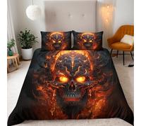 Squelette Parure de Lit 220x240cm adulte Squelettes Du Jour Des Morts Housse de Couette 2 Personnes Decoration Chambre Parure de Lit Microfibre avec Fermeture Éclair, 2 Taie d'oreiller 65x65cm