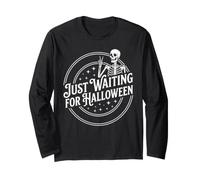 Squelette Peace Sign Just Waiting for Halloween Manche Longue
