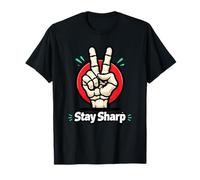 Squelette Peace Sign Stay Sharp Graphic T-Shirt