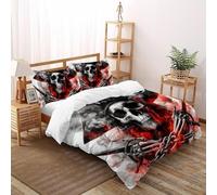 Squelette Pirate Parure De Lit Art Housse De Couette 3 Pièces Parure en Microfibre pour Garçons, Adolescents avec 1 Taie d'oreiller King(220x240cm)