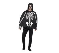 Squelette Poncho & Gants Ensemble Adultes Déguisement Halloween Horreur