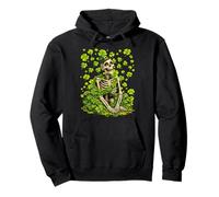Squelette Porte-Bonheur avec trèfles et trèfles pour la Saint-Patrick Sweat à Capuche