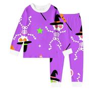 Squelette pyjama Enfant fille halloween avec col rond Décontracté Lâche 2-10 ans, ensembles de pajama set manches longues et pantalon long Imprimé, vêtements de nuit pour enfants (Purple, 2-3 Years)