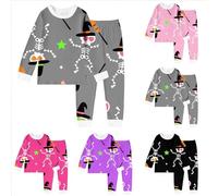 Squelette pyjama Enfant fille halloween avec col rond Lâche, ensembles de pajama set manches longues coton et pantalon long Imprimé, vêtements de nuit pour enfants doux, 2-10 Ans (Grey, 9-10 Years)