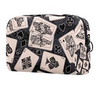 Squelette Queen and King - Trousse de maquillage pour femme - Trousse de toilette de voyage - Grande pochette de maquillage pratique avec fermeture éclair, multicolore, 18.5x7.5x13cm/7.3x3x5.1in,