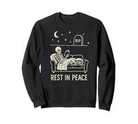 Squelette Rest in Peace Halloween Dog Lover Reader Bookish Sweatshirt