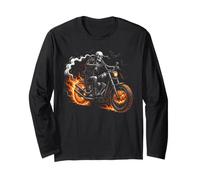 Squelette Rider Flaming Moto Halloween Manche Longue