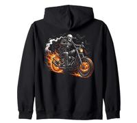 Squelette Rider Flaming Moto Halloween Sweat à Capuche