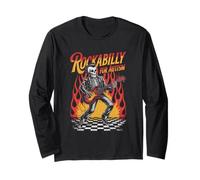 Squelette Rockabilly pour autisme avec Basses Flammes rétro Manche Longue