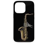 Squelette Saxophone Jazz Musique Crâne Saxophoniste Musicien Coque pour iPhone 13 Pro