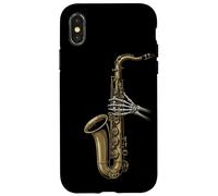Squelette Saxophone Jazz Musique Crâne Saxophoniste Musicien Coque pour iPhone X/XS