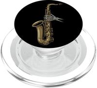 Squelette Saxophone Jazz Musique Crâne Saxophoniste Musicien PopSockets PopGrip pour MagSafe