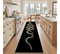Squelette Serpent Tapis Couloir Long 60x180 cm, Tapis de Cuisine Antidérapant et Lavable, Motif Tête de Mort Reptile Gothique Paillasson Interieur Entree, Descente de Lit Chambre pour Passage Salon