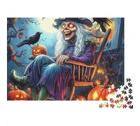 Squelette sorcière Citrouille 1000 Pièces Puzzle pour Adultes Jeux De Défi Familial Puzzle Anti-Stress Entraîner La Mémoire du Cerveau pour Adultes Et Enfants De 14 Ans Et Plus 300pcs (40x28cm)