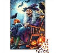 Squelette sorcière Citrouille 1000 Pièces Puzzle pour Adultes Jeux Éducatifs Divertissement Apaisant Cultiver l'esprit D'équipe pour Adultes Et Enfants De 14 Ans Et Plus 300pcs (40x28cm)