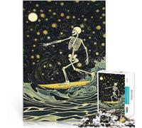 Squelette Surfeur de la Nuit étoilée Puzzles de 1000 pièces pour Adultes Impossible Car C'est Un pour Toute la Famille 38x26cm