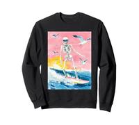 Squelette Surfeur Équitation Vague Coucher de Soleil Gothique Été Summerween Sweatshirt