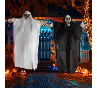 Squelette Suspendu pour Halloween,2 Pièces Horreur Décoration Halloween 34x45cm Halloween Suspendus Fantôme Accessoires de Décoration de Maison Hantée,pour Hantée Maison Fête Jardin Intérieur