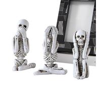 Squelettes D', Décorations D' Totenkopf | Parlez Et N'entendez Pas La Statue des Gardiens De L'étagère Maléfique | 3 Pièces De Petites Figures Squelettiques, Décor De Statue Squelett