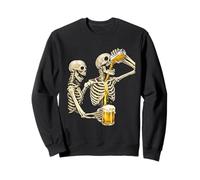 Squelettes drôles Buvant de la bière drôle Boire Halloween fête Sweatshirt